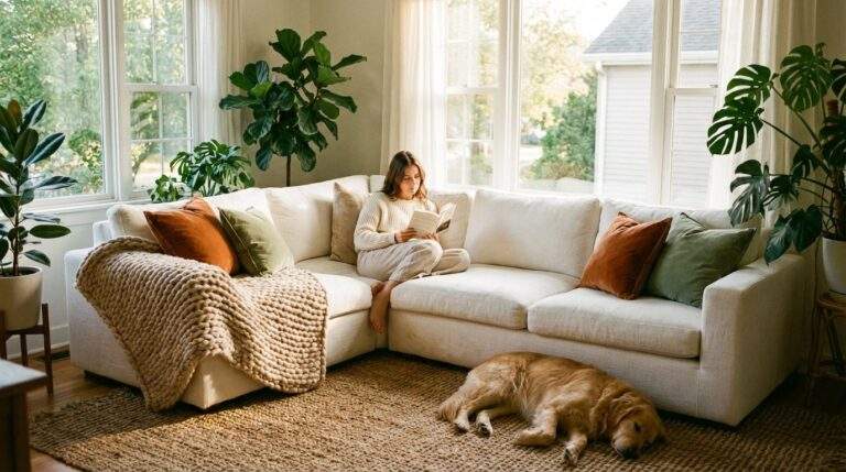 Biała sofa w aranżacji: jak uniknąć efektu sterylności za pomocą tekstyliów Biała sofa w aranżacji: jak uniknąć efektu sterylności za pomocą tekstyliów